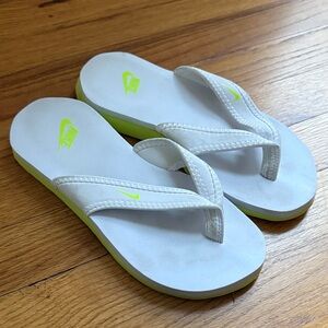 Nike White and Neon Green Sandals Water Flip Flop Women's 6